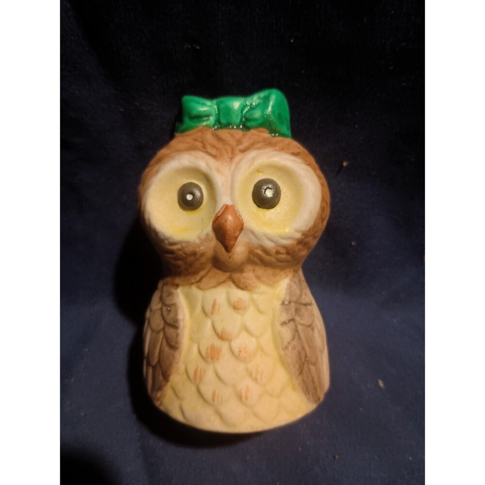 Vintage Owl Ceramic Bell 3.5 inches tall. Made in Taiwan.